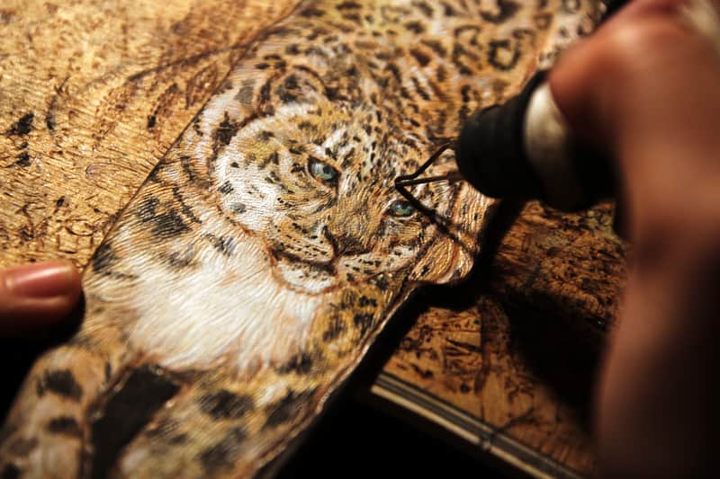 Burny Black custom guitar strap _ snow leopard black made to order - oil image 1