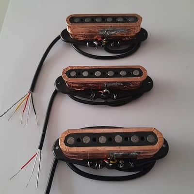Handmade prewired SSS NEODYMIUM Stacked coils PU's Strat pickguard with HB split on N&B, volume TR BL and mid PU cutoff switch image 13