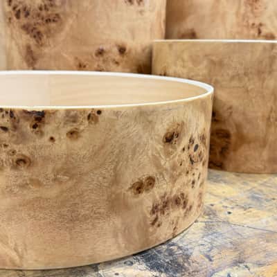 POPLAR MAPPA BURL exotic wood and Maple 7 pcs shell set - 5 ply core shells - Clear gloss polished BEST OFFERS ACCEPTED! image 9