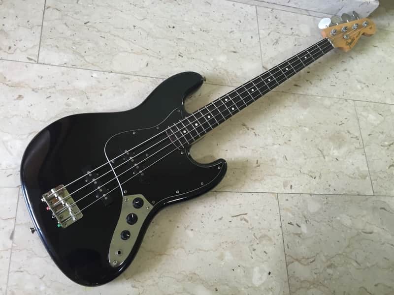 Fender Japan Jazz Bass Silver Series Black Electric Bass Guitar