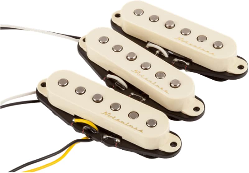 Fender Vintage Noiseless Stratocaster Electric Guitar Pickup Set, Aged White image 1