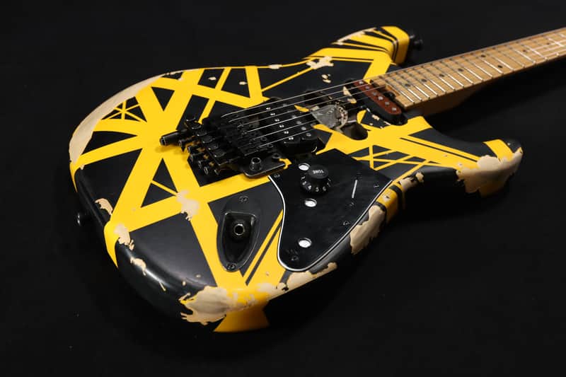 EVH Striped Series Frankenstein Frankie Electric Guitar - Black with Yellow Stripes, Relic 128 image 1