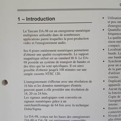 Owner's Manual In Italian for TASCAM DA-98 D.A.T TEAC Professional Division 1996 image 4