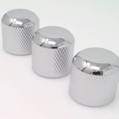 True Custom Shop® 3 Pack Brass Chrome Dome Knobs w/h Set Screw for Fender P Bass Precision Bass image 1