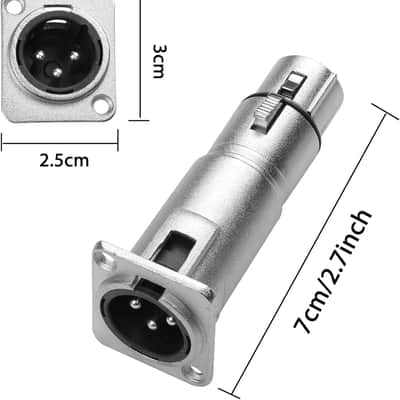 XLR Male to Female Microphone Connector - 3Pin Plug to Jack Mounting Gender Changer Coupler - Pass Thru Adapter for Microphone Mixer Audio Device (M/F) image 2