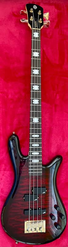 Spector Icon NS 2 Bolt-On Quilted Maple Top Black Cherry Gloss Electric Bass image 1