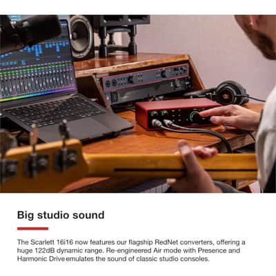 Focusrite Scarlett 16i16 USB-C Audio/MIDI Interface (4th Generation) Bundle with XLR- XLR Cable (2 Pack), Hosa Mid-310 Black 10 ft. Midi cable (2 Pack) image 7