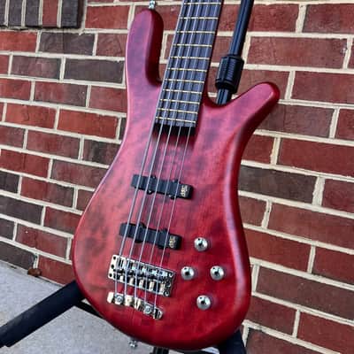 Warwick Pro Series Streamer Stage I 5-String, Burgundy Red Transparent Satin, Cherry Body, Flamed Maple Neck-Thru, Wenge Fretboard, MEC J/J Pickups, MEC 2-way Preamp, Gig Bag image 4