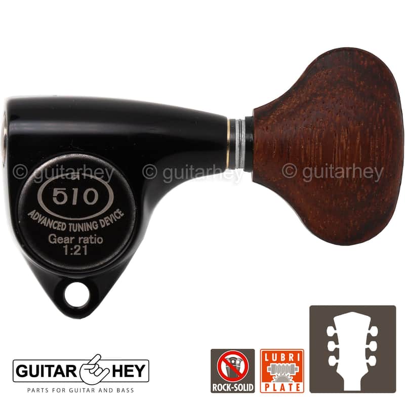 NEW Gotoh SGV510Z-GL5 Tuners L3+R3 Guitar Tuning Keys 1:21 Ratio, 3x3 - BLACK