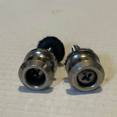 1990's Era Used Fender Schaller Electric Guitar Worn Chrome Strap Lock Buttons Set image 1