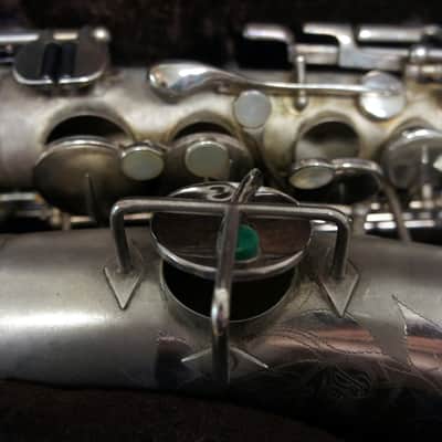 Buescher True-Tone Low Pitch Series IV Alto Sax 1929 Silver (with case) image 17