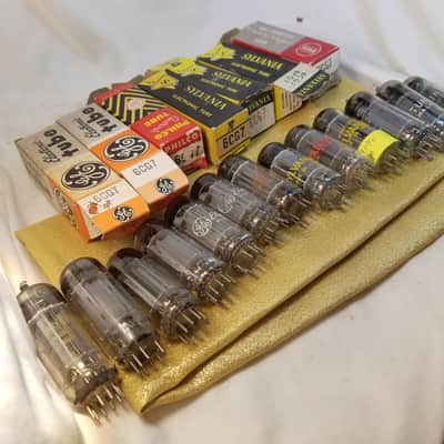 Tung-Sol etc. Matched Pair (2) 6CG7 tNOS AT1000 TESTED Vacuum Tubes USA divider dual triode 1958-1965 image 1