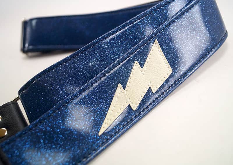 Couch Custom Blue Sparkle Lightning Bolt Guitar Strap image 1