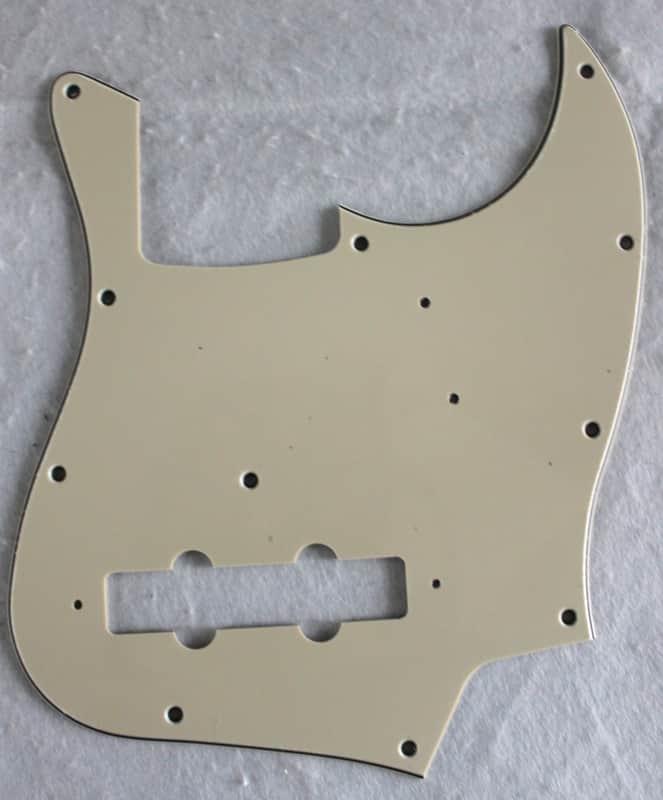 No Brand For Japan Jazz Bass Style Scratch Plate 3 Ply Vintage Yellow image 1