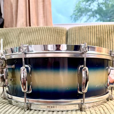 Vintage 1958 Slingerland Radio King Student Model 5.5x14 8-Lug Snare — Blue/Silver Duco — Dated Shell, New Evans Heads (Video Demo) image 5