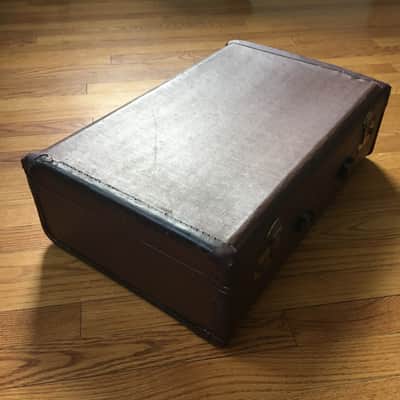 Vintage Brown Leather Made In USA 1950s-60s Hard Pedal Storage Case Luggage Amp Speaker Cargo Mod Platform image 6