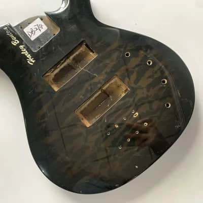 Black Harley Benton 4 String Electric Bass Body with Quilted Maple Top image 2