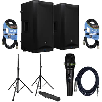 (2) PreSonus AIR XD 15 Powered Speaker - Speaker Stands - (2) XLR Cables - PSG AUDIO C350 Bundle image 1