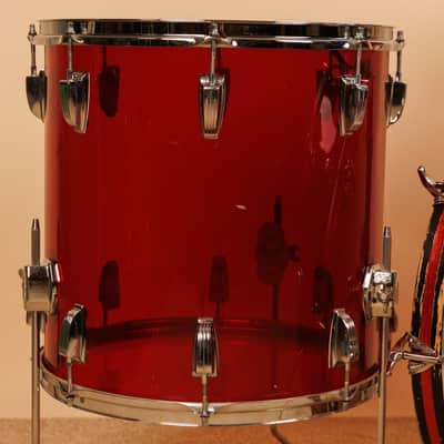 1970s Ludwig Red Vistalite 14x22, 8x12, and 16x16 Drum Set image 4
