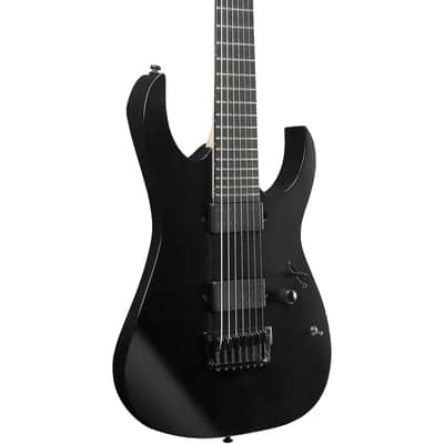 Ibanez Iron Label RGIXL7-BKF 7-String Solid Body Electric Guitar with Ebony Fretboard, Right-Handed, Black Flat image 4