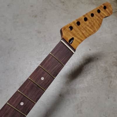 Flame Roasted Maple Tele Neck fits fender Telecaster body 22 frets modern image 1