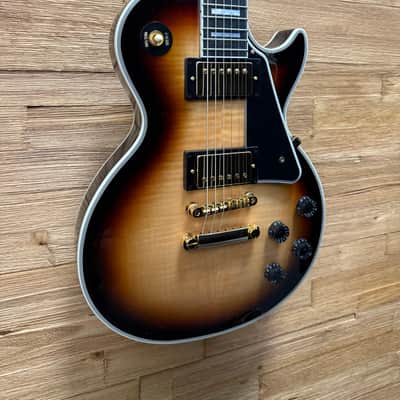 Epiphone "Inspired by Gibson Custom" Les Paul Custom Guitar- Sedona Burst - Flame Top w/Hard Case- New! image 5