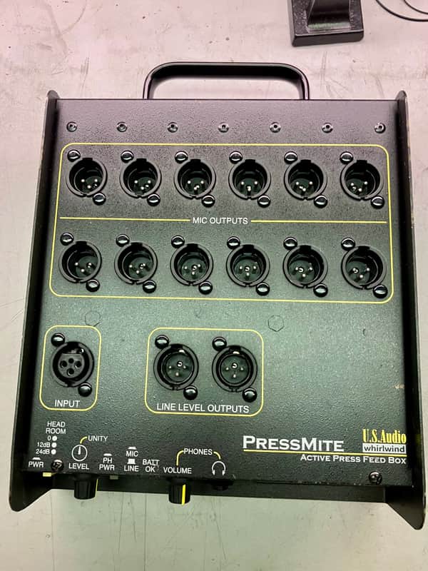 Whirlwind PRESSMITE Active Press Box with 1 Mic/Line in to 12 Mic/2 Line Out 1999 - Black image 1