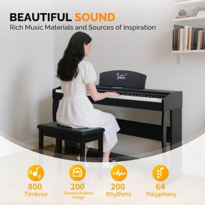Glarry GDP-209 88-Key Home Fully Weighted Hammer-action Keybed Digital Piano Matte Black image 7