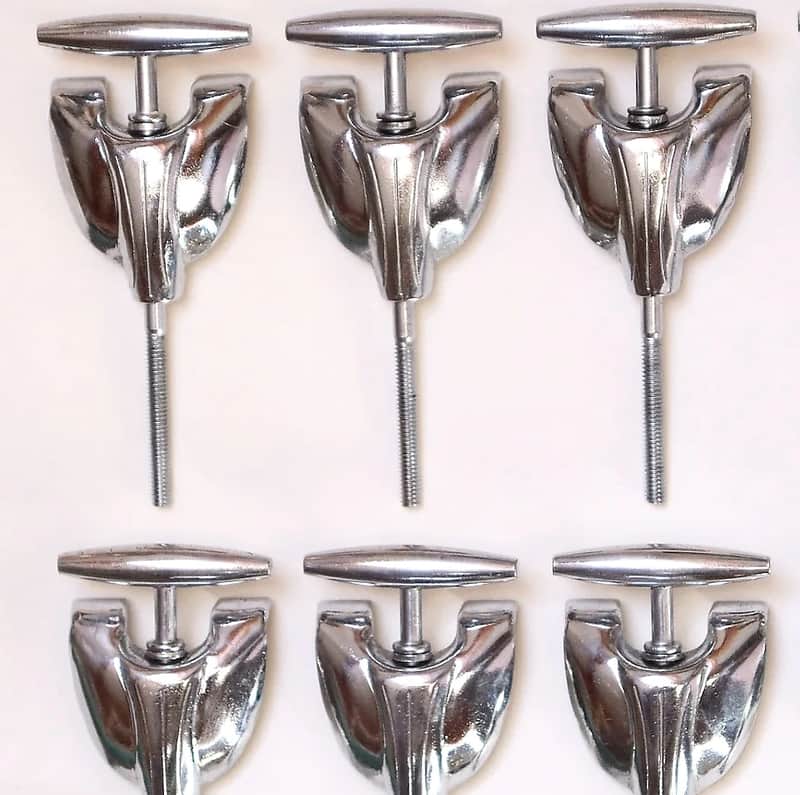 (6) Gretsch Bass Drum Tension Rods & Claws, Original Washers - 1960s / INSPECTED & TESTED image 1