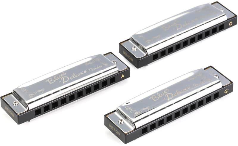 Fender Blues Deluxe Harmonica 3-pack with Case image 1