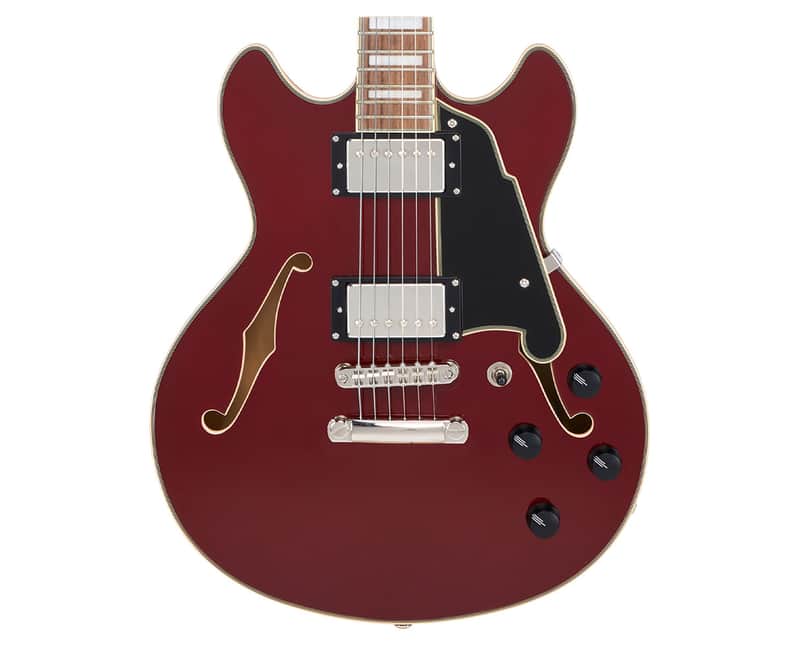 D'Angelico Premier Mini DC Semi-Hollow Guitar - Burnt Red - Open Box image 1
