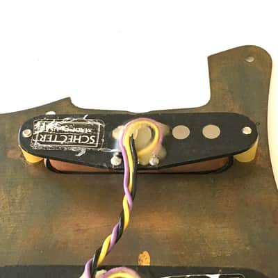 Schecter complete F500t Stratocaster monstertone single coil pickup assembly with brass pickguard image 14