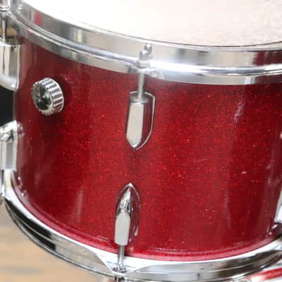 Tempro 4pc Drum Set Red Sparkle Vintage 1970's image 10