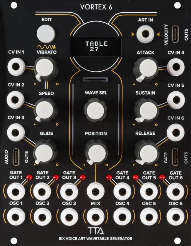 Tiptop Audio Vortex6 Polyphonic 6-voice Wavetable Oscillator Eurorack Synth Module, Black image 1