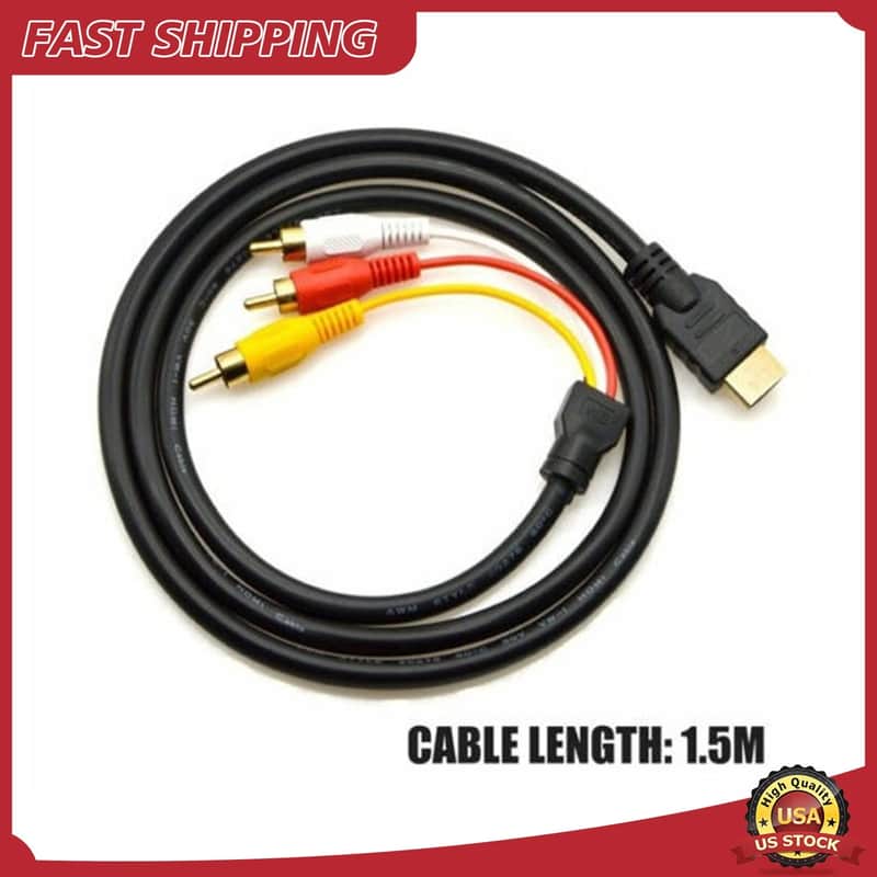 New 1080p HDMI Male To 3 RCA Video Audio Converter Adapter Cable AV Component HDTV image 1