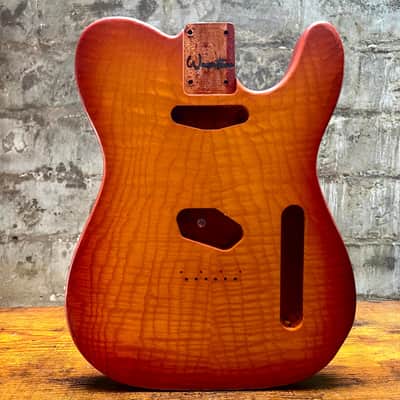 Warmtone CG Flamed Maple Telecaster Guitar Body "Amber Burst” 4.8lbs image 3