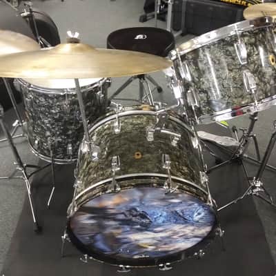 Vintage Pre-Serial Ludwig Black Diamond 3 Piece with Ludwig soft cases image 1