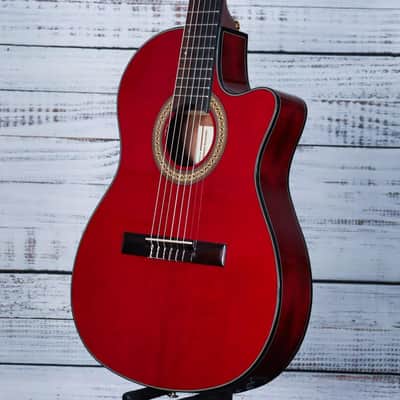 Ibanez GA35TCE Cutaway Classical Acoustic-Electric Guitar | Sapphire Red High Gloss image 5