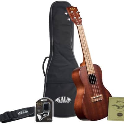 Kala Brand Music Co., 4-String Ukulele, Light Mahogany Stain, Learn to Play Kit (KA-15C-BNDL2006) image 1