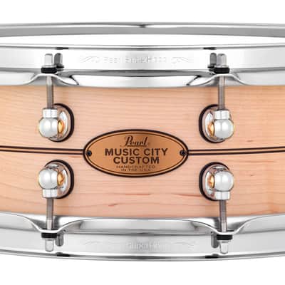 Pearl *Pre-Order* Music City Custom 14x5" Maple Solid Shell Kit Snare Nashville Natural Boxwood Rose Center Inlay | NEW | Made in the USA | Special Order | Authorized Dealer image 1