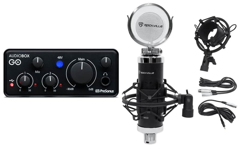 Presonus AudioBox GO 2x2 USB-C Bus Power Audio Recording Interface + Studio Mic image 1
