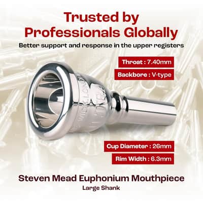 Denis Wick Steven Mead Ultra Euphonium Mouthpiece Silver Plated 5880E-SM3U image 5