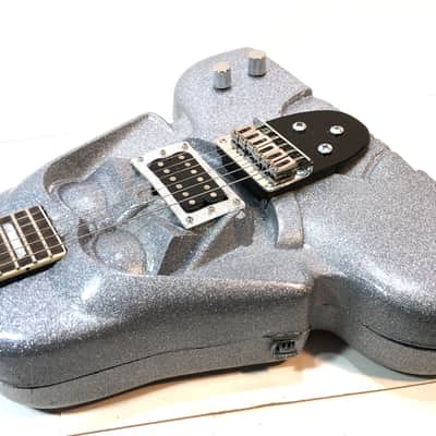 Electric guitar made out of a vintage Darth Vader action figure case Star Wars heavy metal guitar The Sith Sparklecaster 2022 Silver sparkle image 7