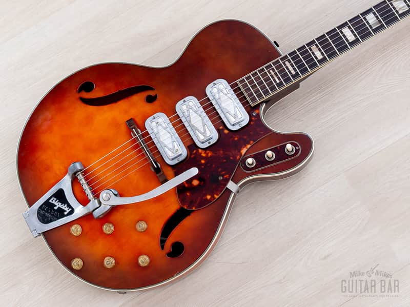 1965 Silvertone 1454 Vintage Hollowbody Electric Guitar, Harmony USA w/ DeArmond Gold Foils, Case