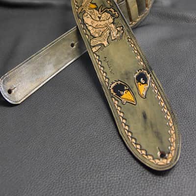 Guitar Leather strap 3.5" Black Crowes this is custom but will show anything can go on a strap image 3