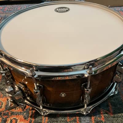 Tama SLP Bubinga/Maple Snare Drum 14x6.5 Midnight Zebrawood Burst image 10