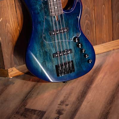 Cort GBFUSION4BB GB-Fusion 4 Solid Alder Body Spalted Maple Top Hard Maple C Shape Neck 4-String Electric Bass Guitar image 16
