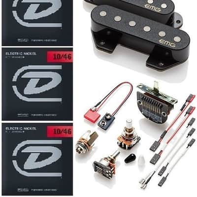 EMG T52 BLACK RETRO ACTIVE VINTAGE 1952 PICKUP SET FOR TELE SWITCH POTS & WIRING ( 3 STRING SETS ) image 1