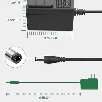 9V 1A Guitar Pedal Power Supply DC Adapter Center Negative 6.6FT image 4