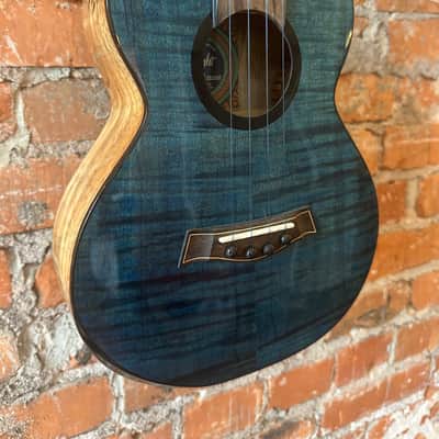 Flight Comet EQ-A Blue Tenor Ukulele - Solid Mango and Flame Maple 2020 - Blue Tiger image 2